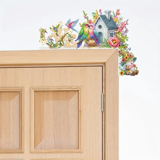 Whimsical Gnome & Floral Birdhouse Over The Door Sign Handmade COMPLETED, SEALED image 0