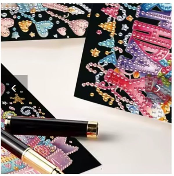 6 Unique Happy Birthday Cake Greeting Card Diamond Jewel Art COMPLETED image 3