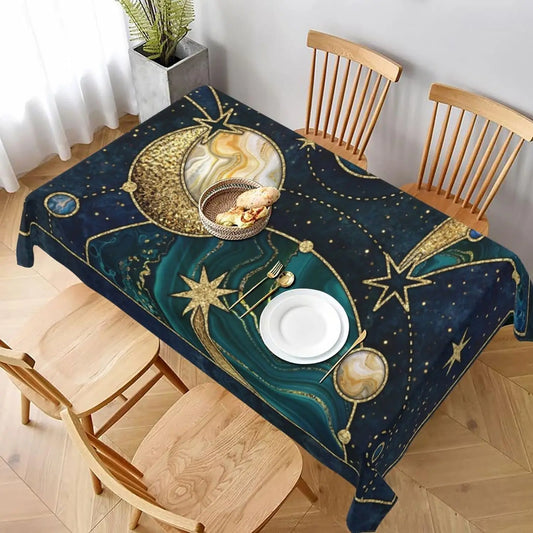 Moon and Sun Tablecloths Waterproof Boho Table Cloth Kitchen Dinning Table Washa image 0