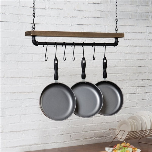 FarmHome Rustic Industrial 8 S-Hooks Ceiling Mounted Hanging Pot Rack image 0