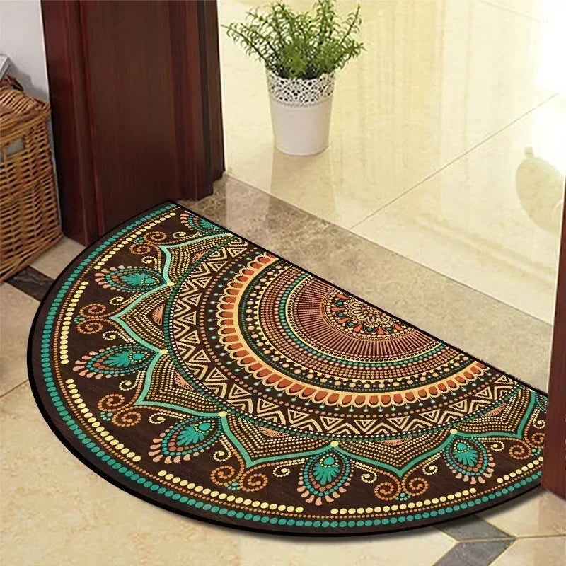 Retro Door Rug Semi-circular Floor Mat European Style Carpet for Living Room Ind image 30