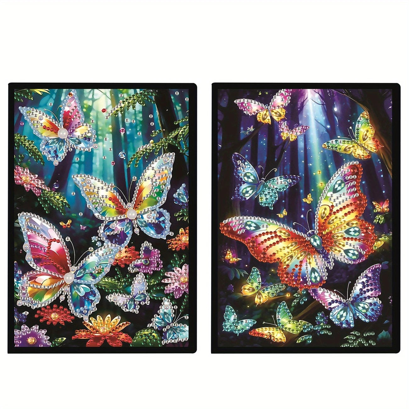 2 Butterflies Diamond Art Painting Notebooks Journal Diamond Jewel Art COMPLETED image 0