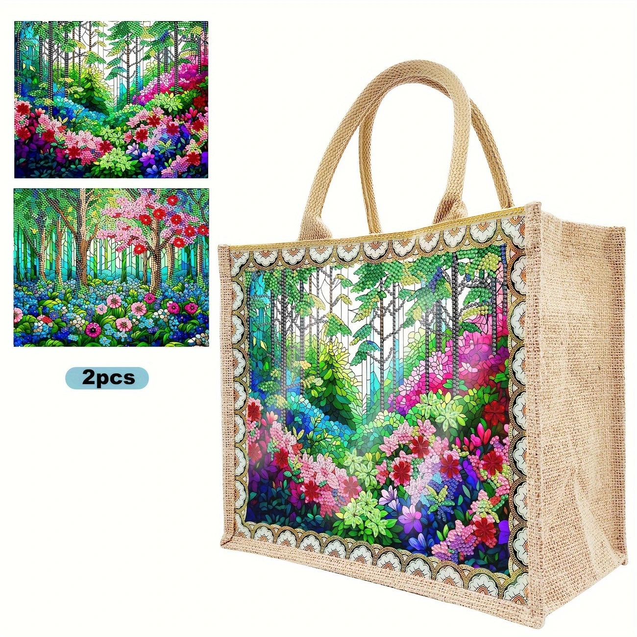 Forest Garden Design Shopping Bag Handbag Diamond Jewel Art Painting COMPLETED image 1