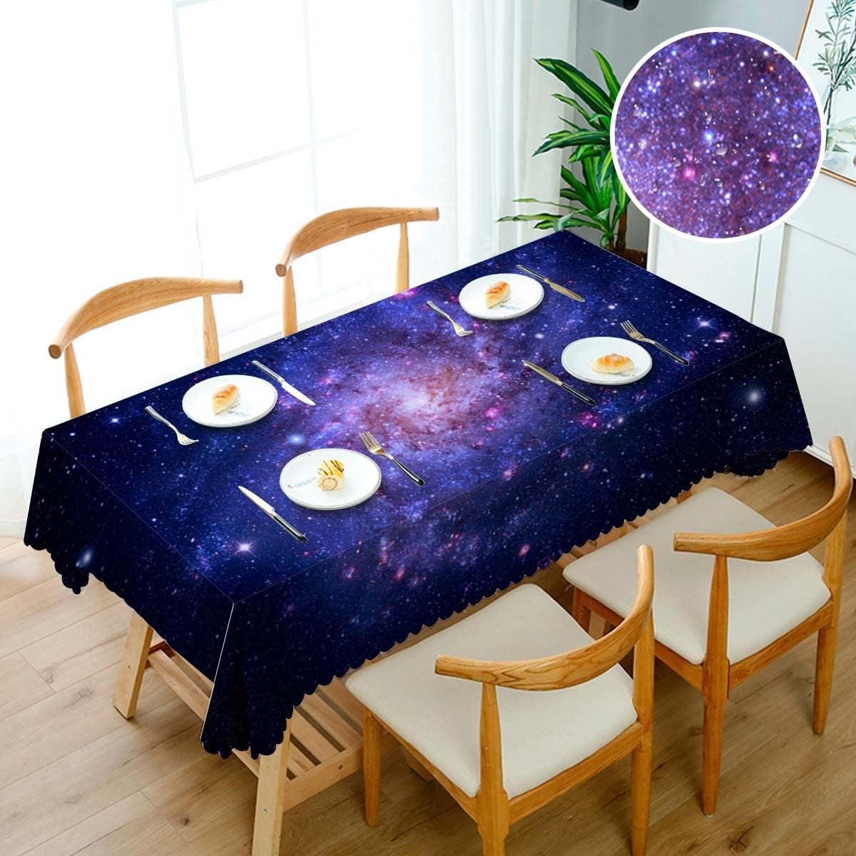 Galaxy Universe Space Rectangle Waterproof Tablecloth Home Table Decor Reusable  image 2