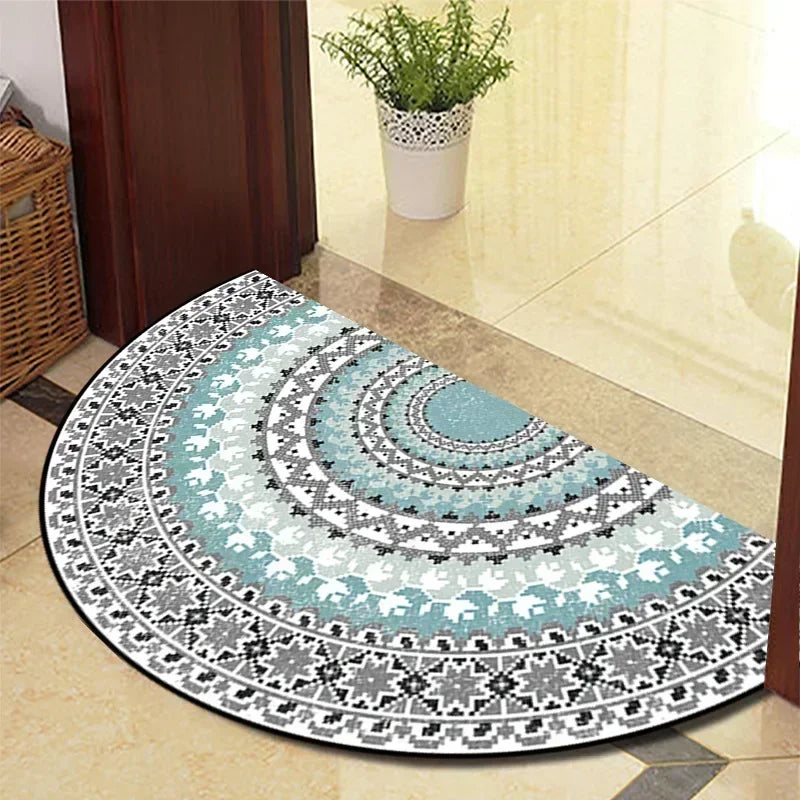 Retro Door Rug Semi-circular Floor Mat European Style Carpet for Living Room Ind image 5