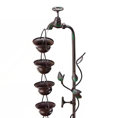 Outdoor Indoor 6-Tier Hanging Cups Water Fountain in Bronze Finish image 2