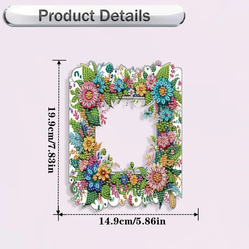 Floral Picture Frame And Stand Acrylic Diamond Painting Art COMPLETED, SEALED image 5