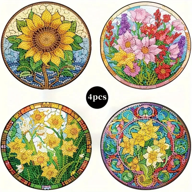 4pcs Sunflower Floral Pattern Heat-insulated Table Mats COMPLETED, SEALED image 0
