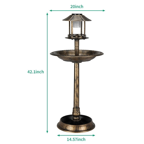 Outdoor Garden Birdbath in Bronze Finish with Solar Light image 4